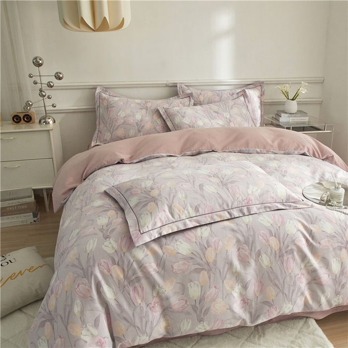 91家纺网 家纺一手货源 找家纺 沐白家居 2025新款全棉生态磨毛四件套盛世颜-灰