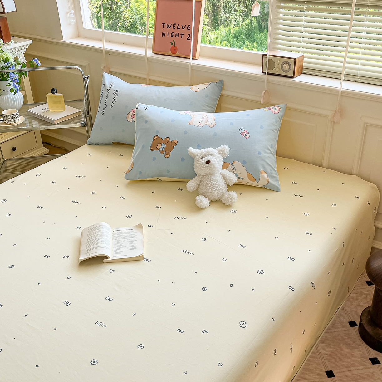 91家纺网 家纺一手货源 找家纺 麦伦家居 2025春夏新款全棉纯棉斜纹40s13372系列-小清新卡通 斑妮