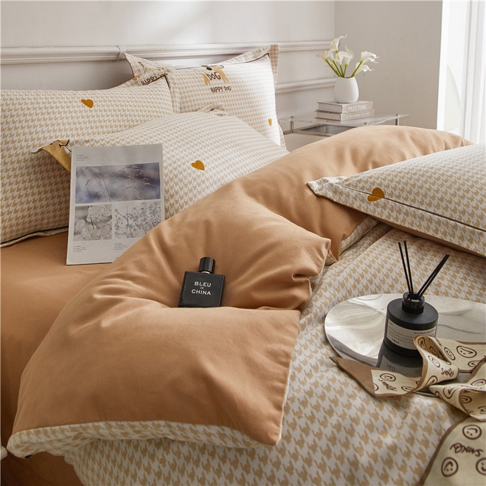 91家纺网 家纺一手货源 找家纺 沐白家居 2025新款全棉生态磨毛四件套旺财多多-米