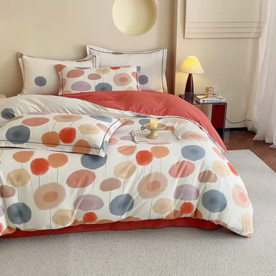 91家纺网 家纺一手货源 找家纺 沐白家居 2025新款全棉生态磨毛四件套蒸蒸日上