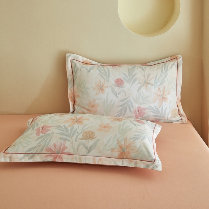 91家纺网 家纺一手货源 找家纺 沐白家居 2025新款全棉生态磨毛四件套花期