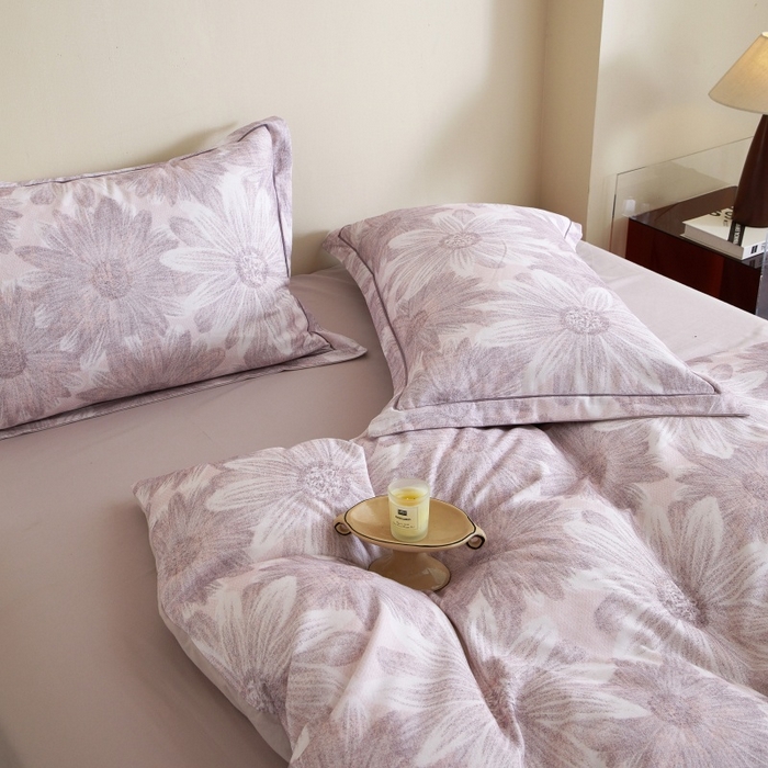 91家纺网 家纺一手货源 找家纺 沐白家居 2025新款全棉生态磨毛四件套向阳花开-粉