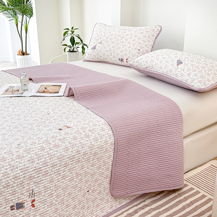 91家纺网 家纺一手货源 找家纺 橘夏家纺 2025新款全棉床盖三件套 妮可兔