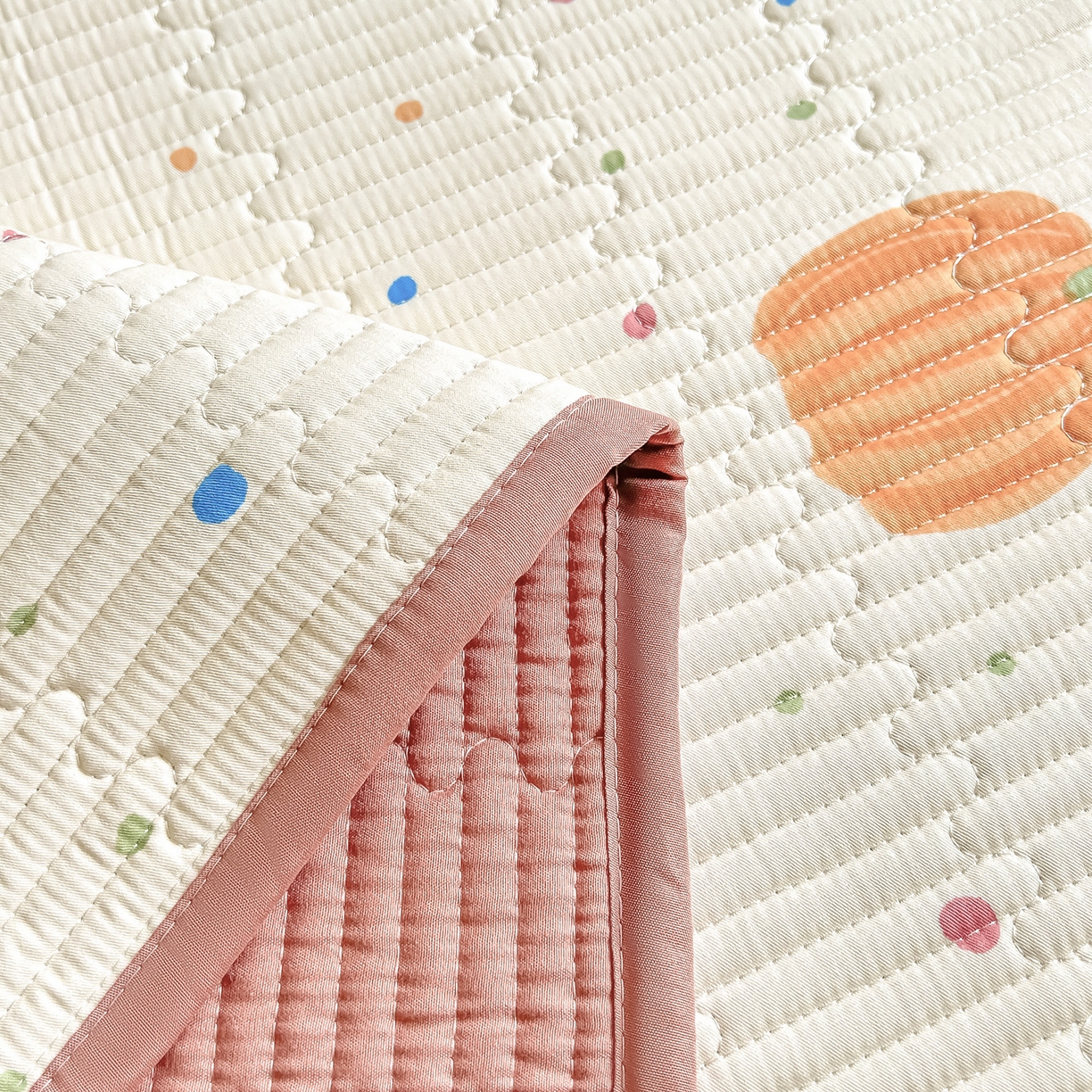 91家纺网 家纺一手货源 找家纺 橘夏家纺 2025新款全棉床盖三件套 南瓜派对