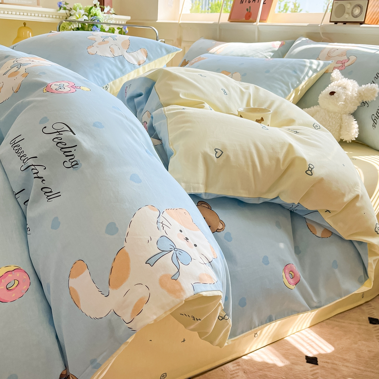 91家纺网 家纺一手货源 找家纺 麦伦家居 2025春夏新款全棉纯棉斜纹40s13372系列-小清新卡通 斑妮