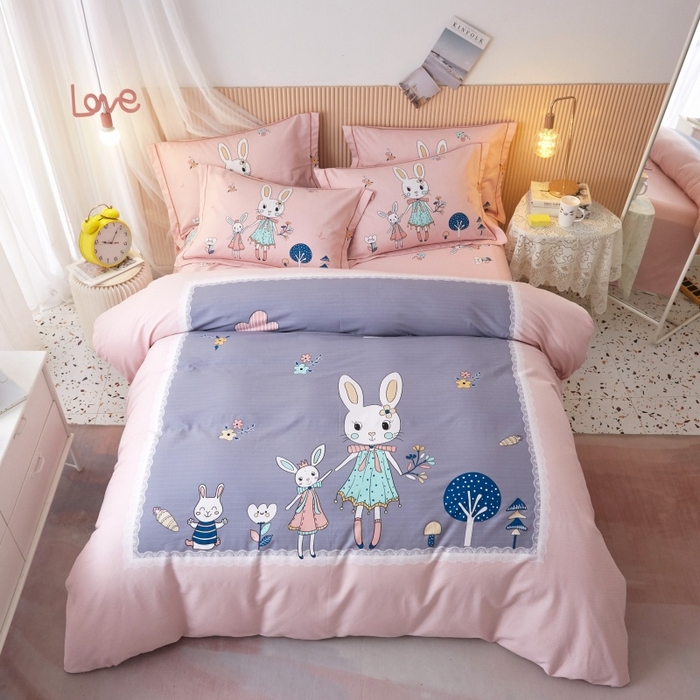 91家纺网 家纺一手货源 找家纺 沐白家居 2025新款全棉生态磨毛四件套安妮日记