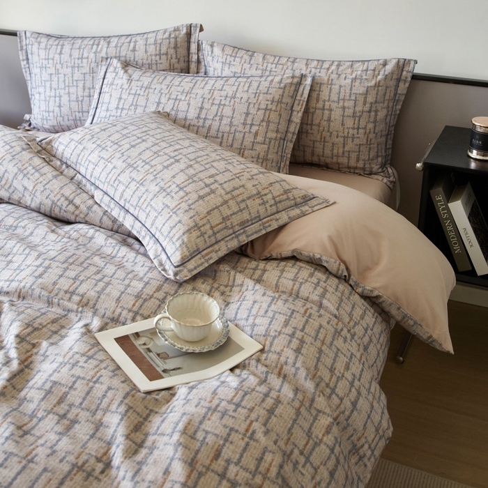 91家纺网 家纺一手货源 找家纺 沐白家居 2025新款全棉生态磨毛四件套追影-驼