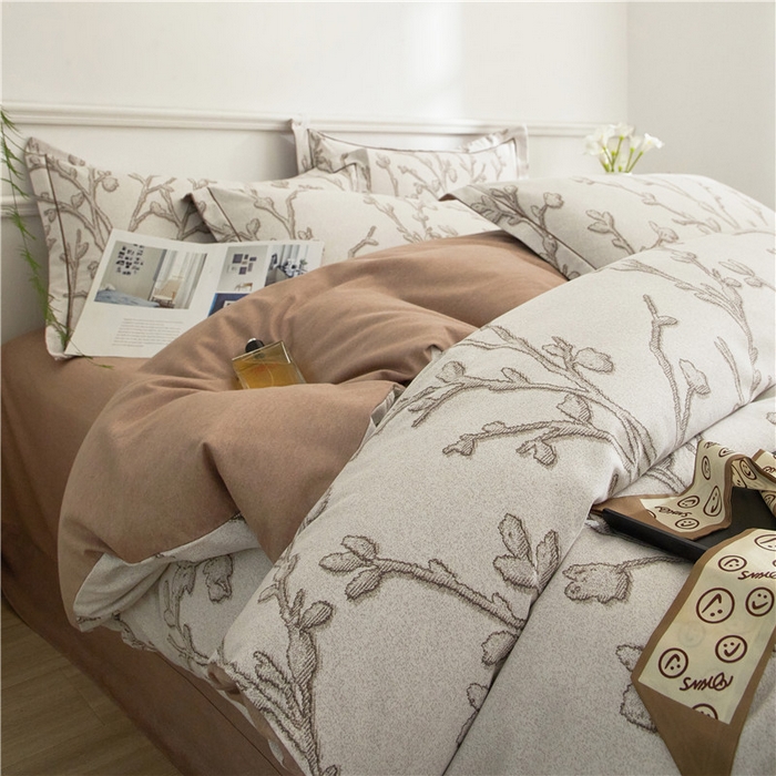 91家纺网 家纺一手货源 找家纺 沐白家居 2025新款全棉生态磨毛四件套美沐-咖