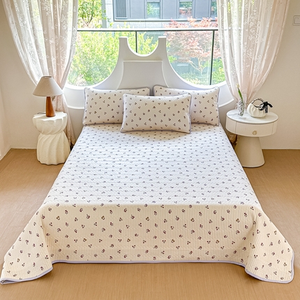 橘夏家纺 2025新款全棉床盖三件套 樱桃小熊