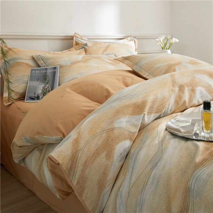 91家纺网 家纺一手货源 找家纺 沐白家居 2025新款全棉生态磨毛四件套诺拉