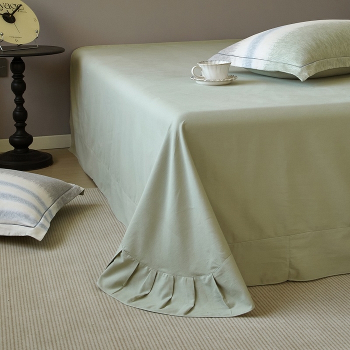 91家纺网 家纺一手货源 找家纺 沐白家居 2025新款全棉生态磨毛四件套暖调-绿