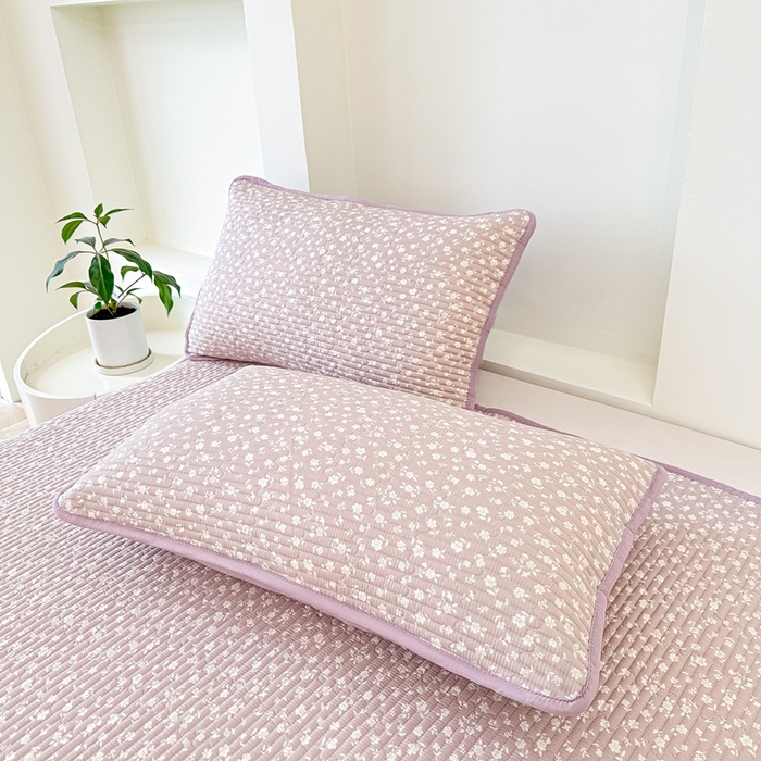 91家纺网 家纺一手货源 找家纺 橘夏家纺 2025新款全棉床盖三件套 野樱苏打～紫