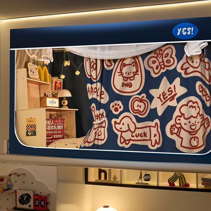 91家纺网 家纺一手货源 找家纺 卓尔居 2025新款学生遮光蚊帐 线条动物