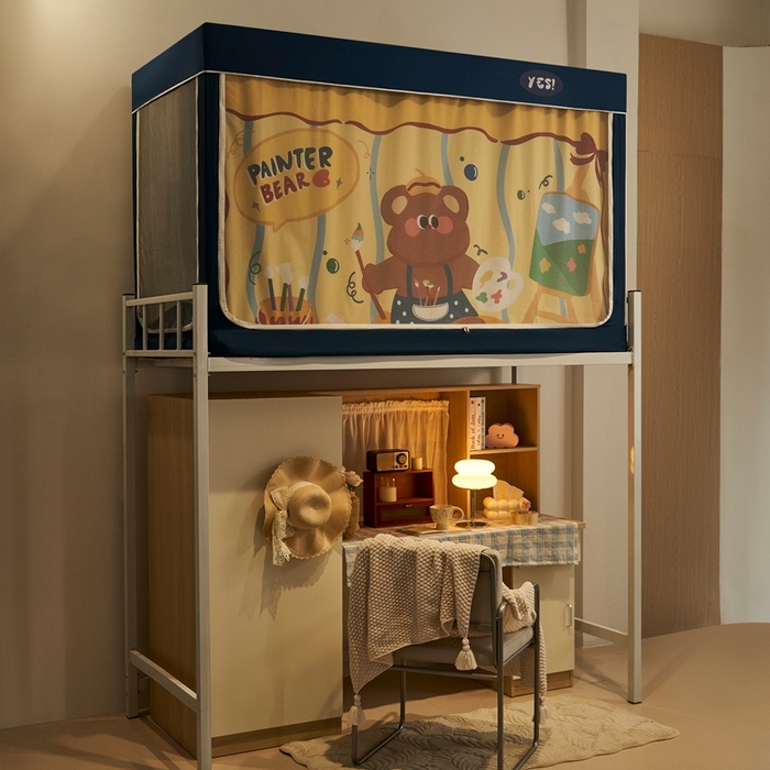 91家纺网 家纺一手货源 找家纺 卓尔居 2025新款学生遮光蚊帐 画画小熊