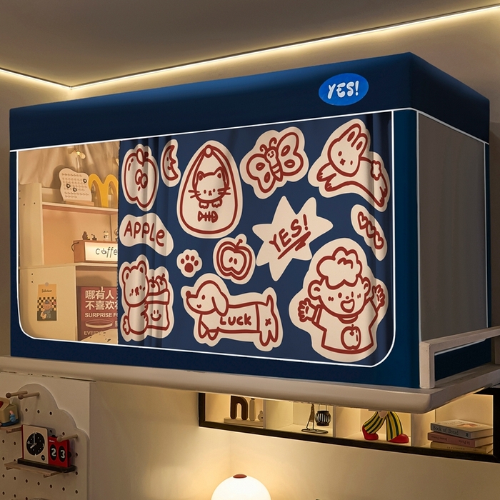 91家纺网 家纺一手货源 找家纺 卓尔居 2025新款学生遮光蚊帐 线条动物