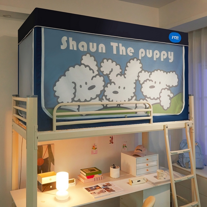 91家纺网 家纺一手货源 找家纺 卓尔居 2025新款学生遮光蚊帐 快乐修狗