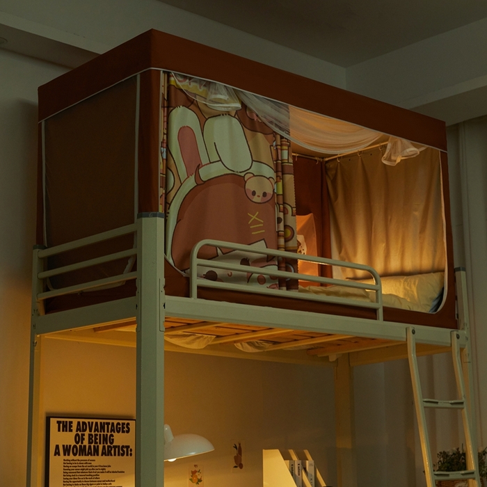 91家纺网 家纺一手货源 找家纺 卓尔居 2025新款学生遮光蚊帐 咖啡厅女孩