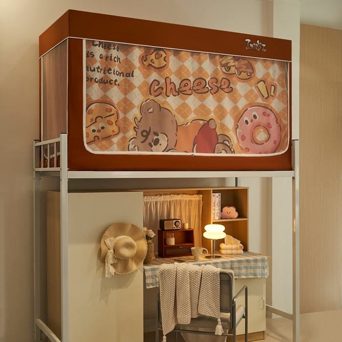 91家纺网 家纺一手货源 找家纺 卓尔居 2025新款学生遮光蚊帐 奶酪熊