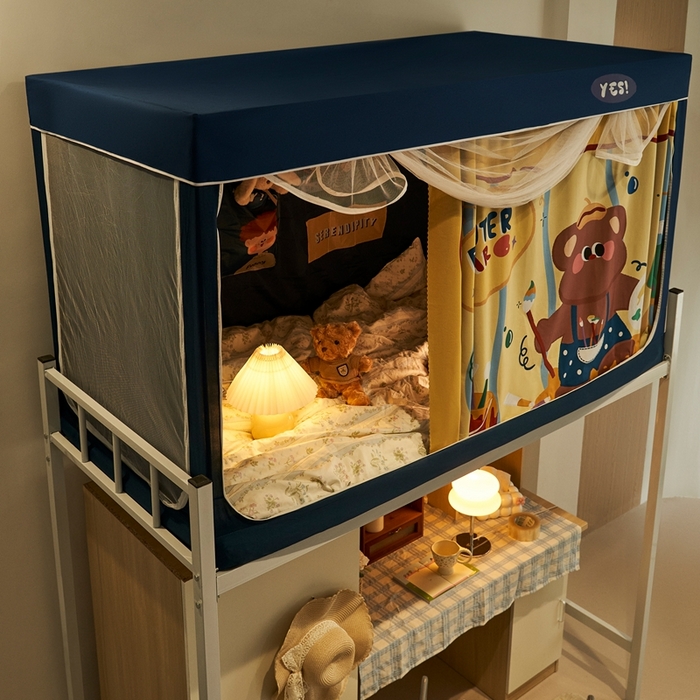 91家纺网 家纺一手货源 找家纺 卓尔居 2025新款学生遮光蚊帐 画画小熊