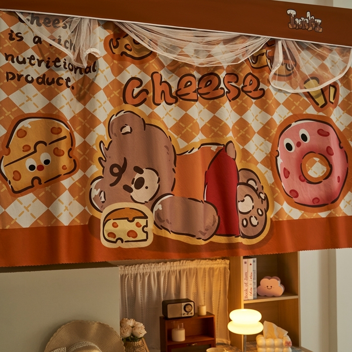 91家纺网 家纺一手货源 找家纺 卓尔居 2025新款学生遮光蚊帐 奶酪熊