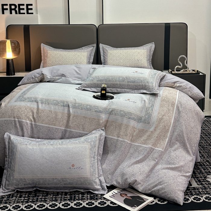 91家纺网 家纺一手货源 找家纺 喜四方 2025新款加厚全棉大版印花四件套 寻觅花香-灰