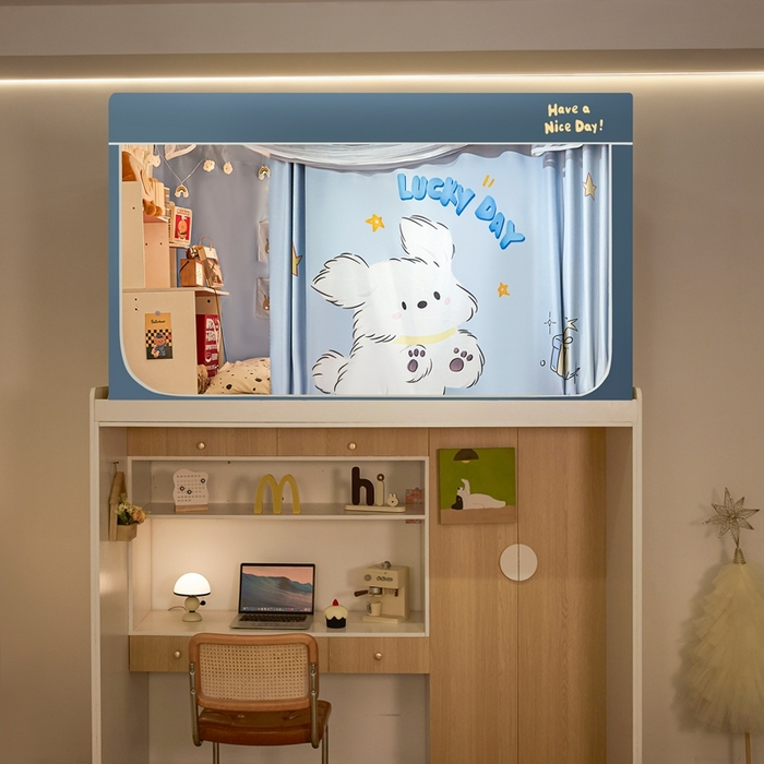 91家纺网 家纺一手货源 找家纺 卓尔居 2025新款学生遮光蚊帐 Blue弹！