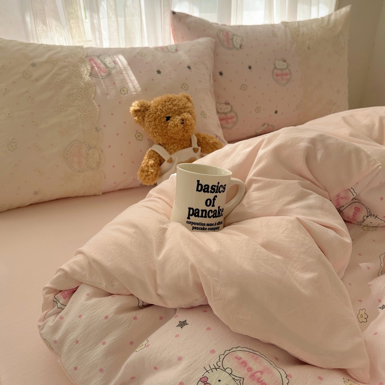 91家纺网 家纺一手货源 找家纺 （总）顾里家纺 2025新款蕾丝花边卡哇伊云感皱皱纱四件套套件