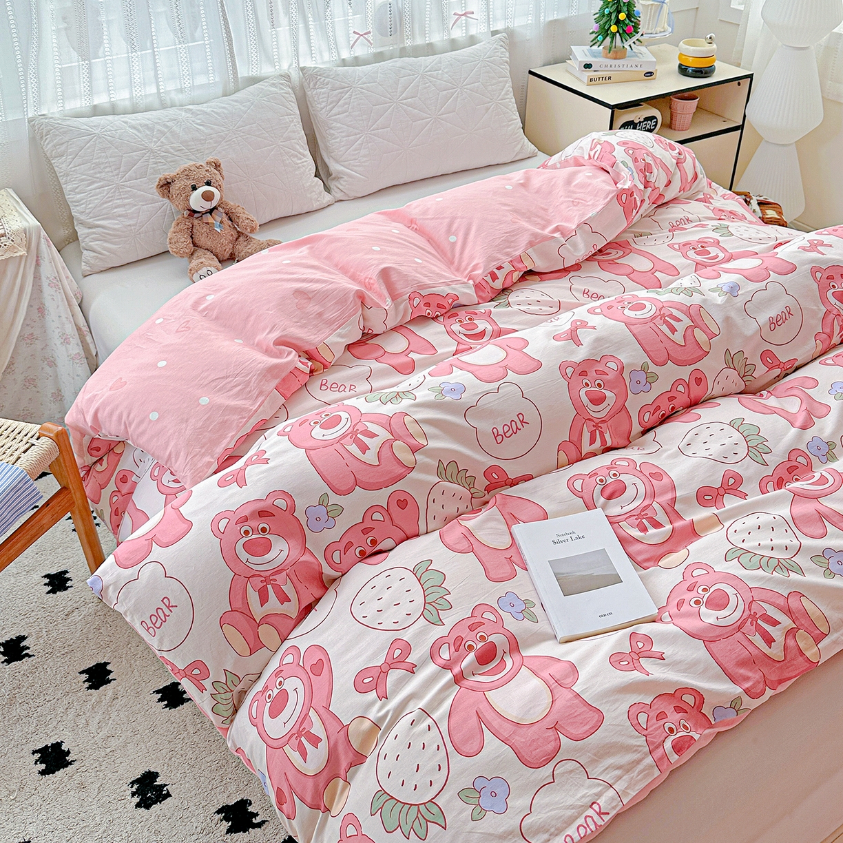 91家纺网 家纺一手货源 找家纺 恩泽家纺 2025新款全棉纯棉12868喷气印花系列被套单品被套单件单被套-第二批 草莓熊