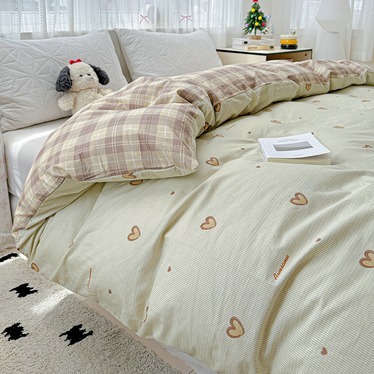 91家纺网 家纺一手货源 找家纺 恩泽家纺 2025新款全棉纯棉12868喷气印花系列被套单品被套单件单被套-第二批 初恋心