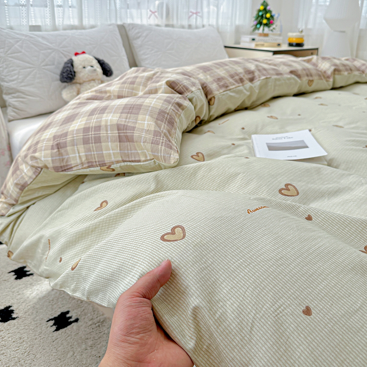 91家纺网 家纺一手货源 找家纺 恩泽家纺 2025新款全棉纯棉12868喷气印花系列被套单品被套单件单被套-第二批 初恋心