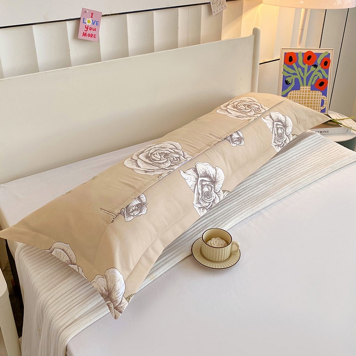 91家纺网 家纺一手货源 找家纺 芯宜佳 2025新款小清新斜纹印花双人枕套 玫瑰故事