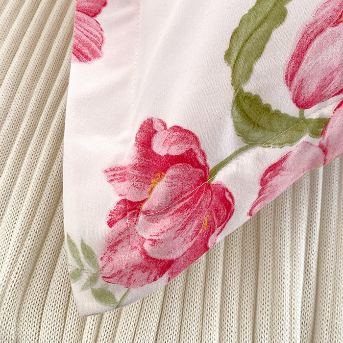 91家纺网 家纺一手货源 找家纺 芯宜佳 2025新款小清新斜纹印花双人枕套 瑰丽山茶