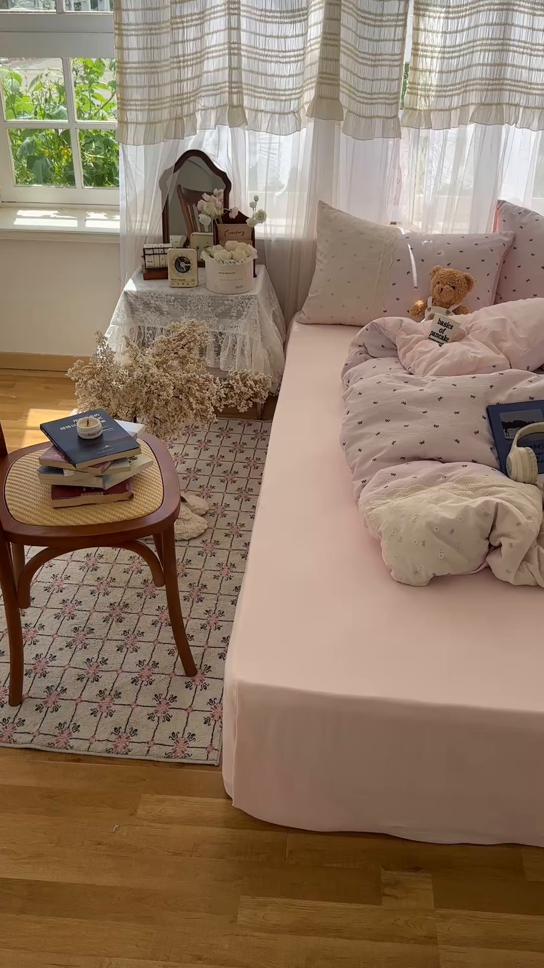 91家纺网 家纺一手货源 找家纺 顾里家纺 2025新款蕾丝花边卡哇伊云感皱皱纱四件套套件 小蝴蝶结