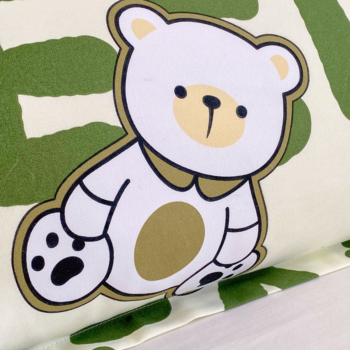 91家纺网 家纺一手货源 找家纺 芯宜佳 2025新款小清新斜纹印花双人枕套 熊宝