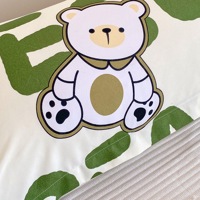 91家纺网 家纺一手货源 找家纺 芯宜佳 2025新款小清新斜纹印花双人枕套 熊宝