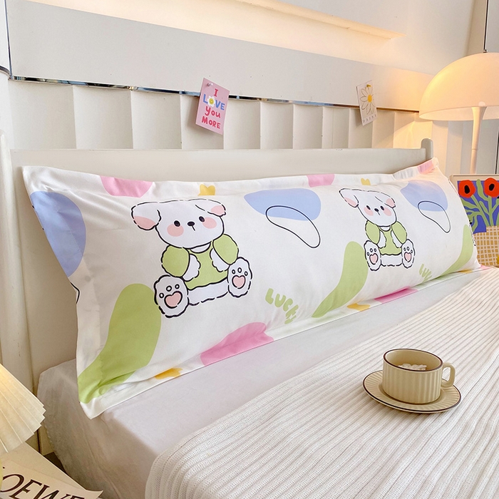 91家纺网 家纺一手货源 找家纺 芯宜佳 2025新款小清新斜纹印花双人枕套 朵彩萌熊