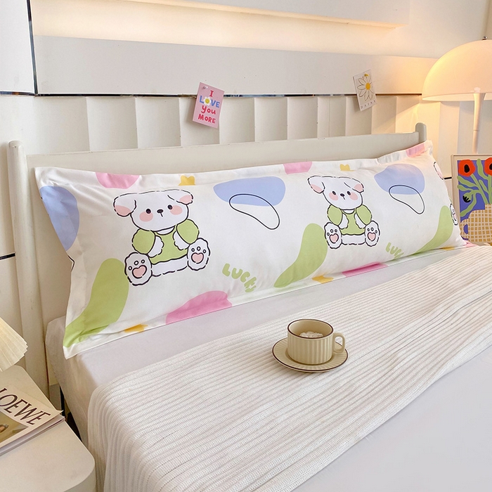 91家纺网 家纺一手货源 找家纺 芯宜佳 2025新款小清新斜纹印花双人枕套 朵彩萌熊