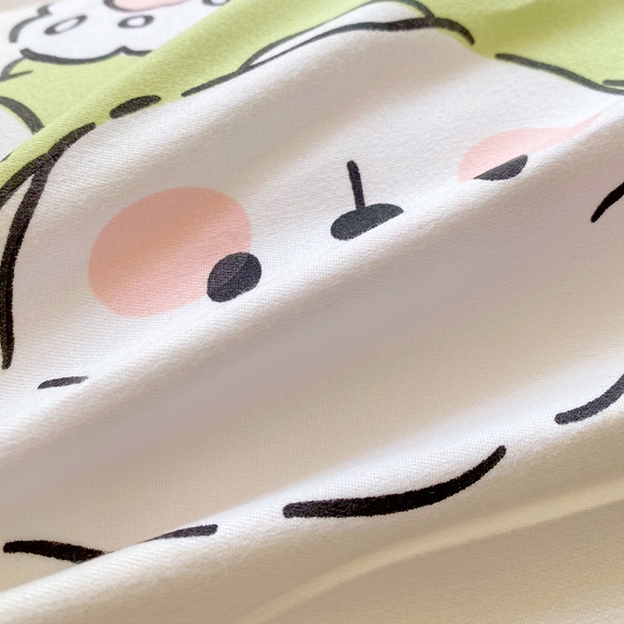 91家纺网 家纺一手货源 找家纺 芯宜佳 2025新款小清新斜纹印花双人枕套 朵彩萌熊