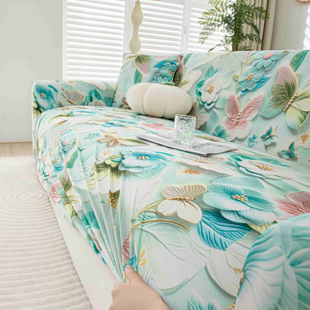 91家纺网 家纺一手货源 找家纺 （总）沐沐家纺 2026春夏新款冰丝印花沙发套