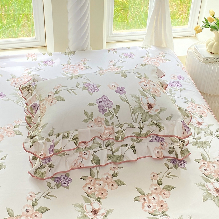 91家纺网 家纺一手货源 找家纺 雨彤家纺 2025新款韩式公主风亲肤斜纹枕套 公主风-望夏花艺