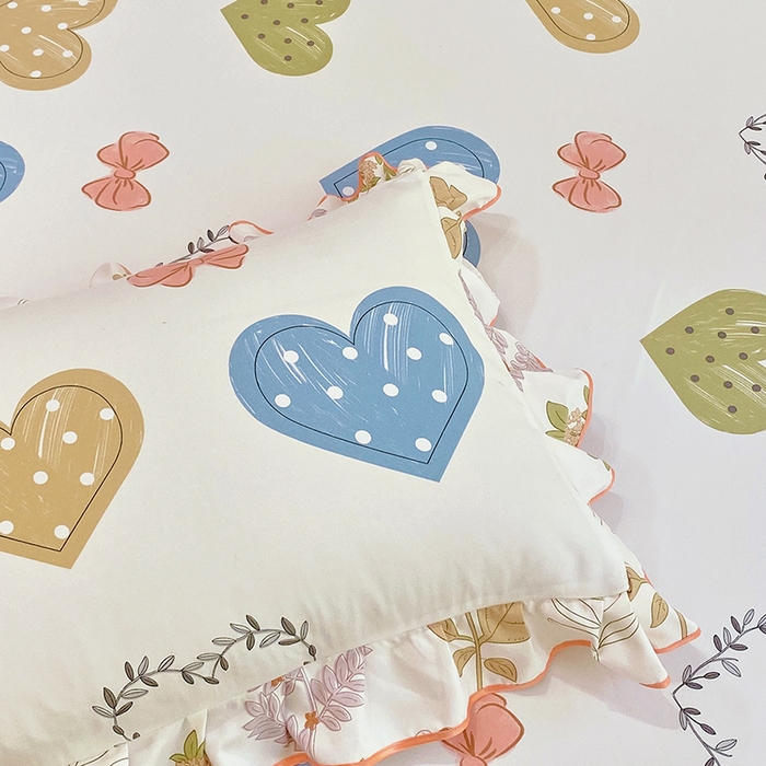 91家纺网 家纺一手货源 找家纺 雨彤家纺 2025新款韩式公主风亲肤斜纹枕套 公主风-恬心爱恋