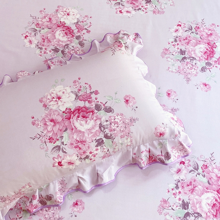 91家纺网 家纺一手货源 找家纺 雨彤家纺 2025新款韩式公主风亲肤斜纹枕套 公主风-琉璃晚香