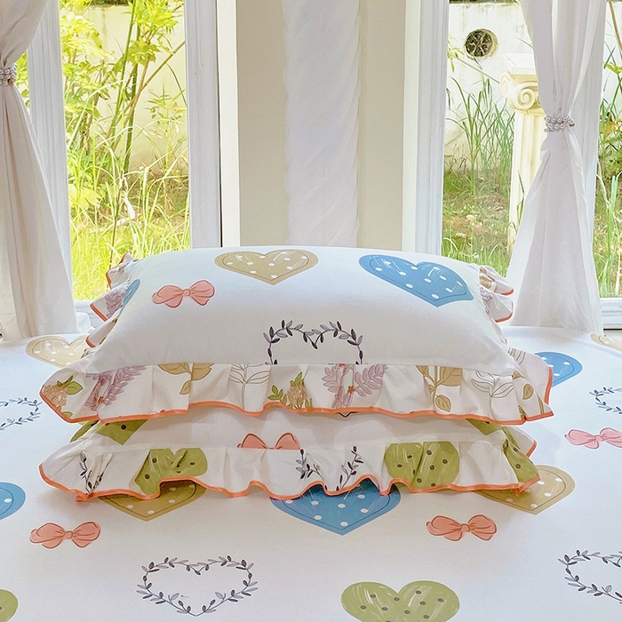 91家纺网 家纺一手货源 找家纺 雨彤家纺 2025新款韩式公主风亲肤斜纹枕套 公主风-恬心爱恋