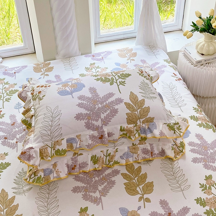 91家纺网 家纺一手货源 找家纺 雨彤家纺 2025新款韩式公主风亲肤斜纹枕套 公主风-沐叶拾影