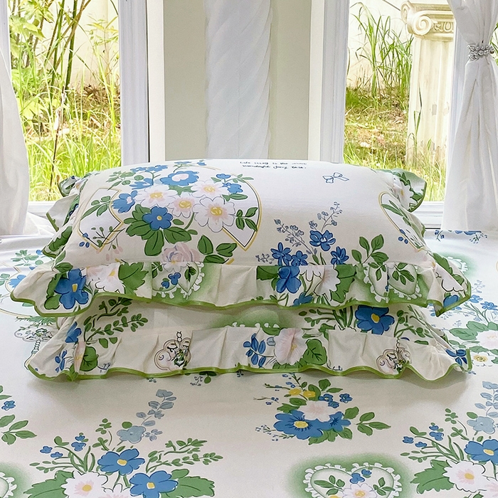 91家纺网 家纺一手货源 找家纺 雨彤家纺 2025新款韩式公主风亲肤斜纹枕套 公主风-灵若花谷