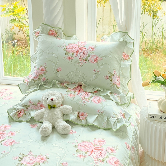 雨彤家纺 2025新款韩式公主风亲肤斜纹枕套 公主风-莱茵花畔