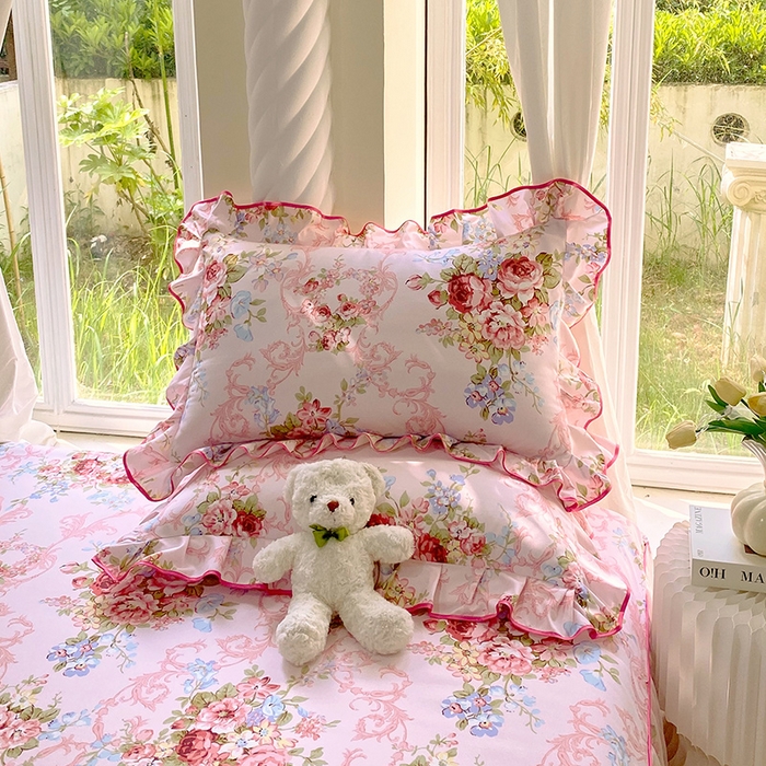 雨彤家纺 2025新款韩式公主风亲肤斜纹枕套 公主风-绮丽花语