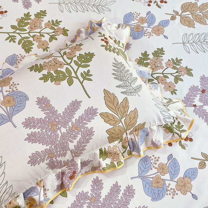 91家纺网 家纺一手货源 找家纺 雨彤家纺 2025新款韩式公主风亲肤斜纹枕套 公主风-沐叶拾影