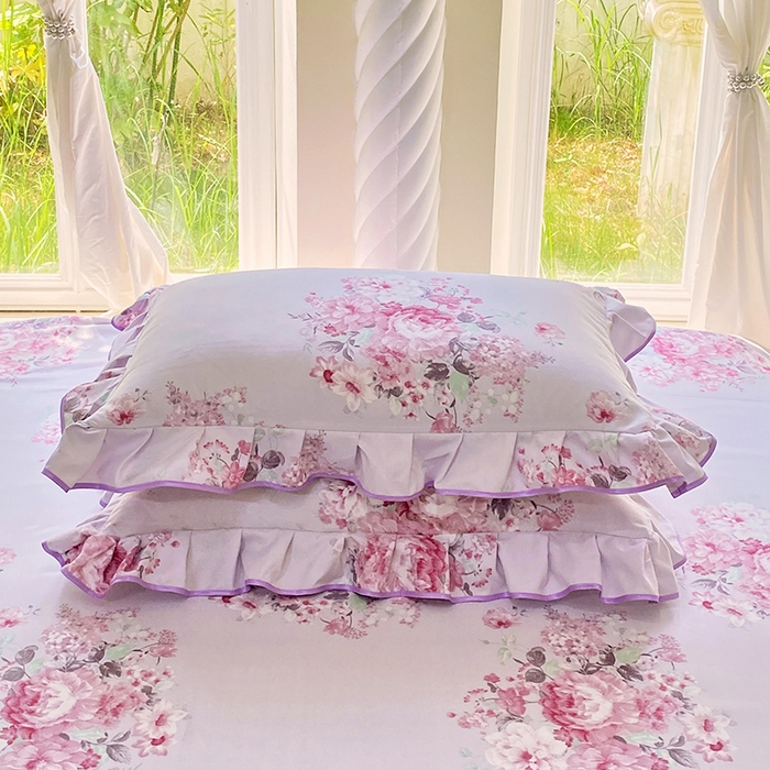 91家纺网 家纺一手货源 找家纺 雨彤家纺 2025新款韩式公主风亲肤斜纹枕套 公主风-琉璃晚香