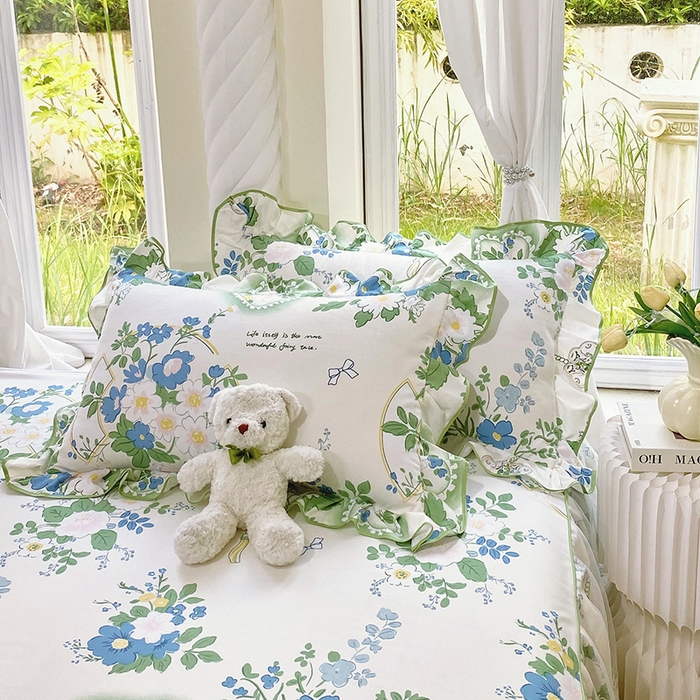 91家纺网 家纺一手货源 找家纺 雨彤家纺 2025新款韩式公主风亲肤斜纹枕套 公主风-灵若花谷